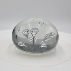 Handmade Clear Blown Glass Bubbles Paper Weight Round Art Glass Collectible